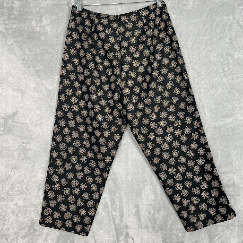 Vintage Womens Silk Cigarette Pants Size 10 Preppy Classic Geometric Black Lined